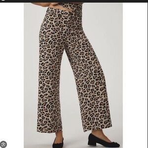 Anthropologie Maeve The Ettie Leopard Print High Rise Crop Wide Leg Pants 30/10.